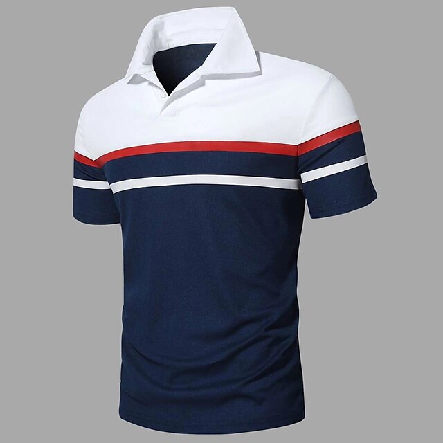  Men's Polo Shirt Golf Shirt Classic Casual Holiday Fashion Basic Short Sleeve Classic Color Block Regular Fit Summer Fire Red Black Pink Dark navy Polo Shirt