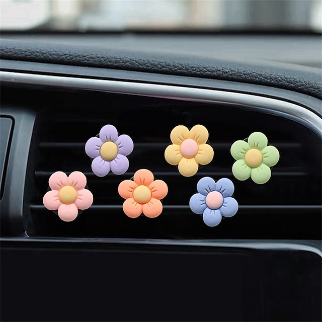  Starfire 4 piezas clip de ventilación de aire del coche aromaterapia lindas flores de dibujos animados forma ambientador de aire del coche difusor de fragancia decoraciones interiores del coche