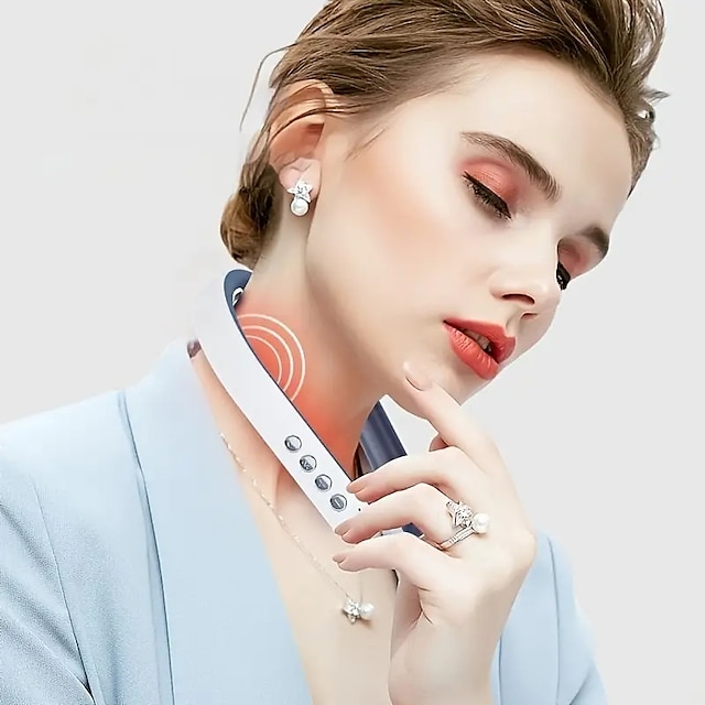  Electric Pulse Neck Massager Foldable Intelligent Neck Massager With Heat Deep Tissue Trigger Point Massager For Muscle Relaxation And Relax At Office Home Travel Valentine's Day Birthday Gift
