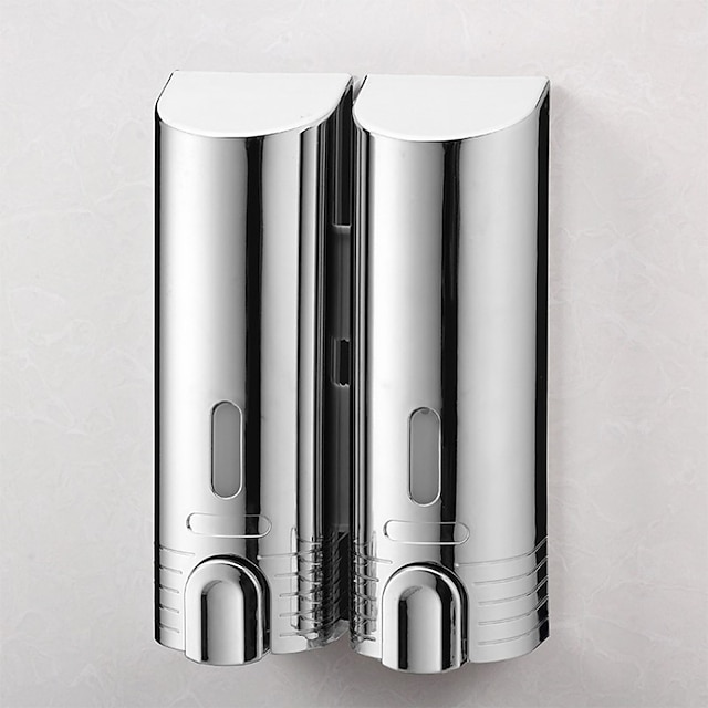  380x2ml Soap Dispenser- Wall Mount Double- Head Manual Dispenser, Soap Shampoo Shower Gel Lotion Container
