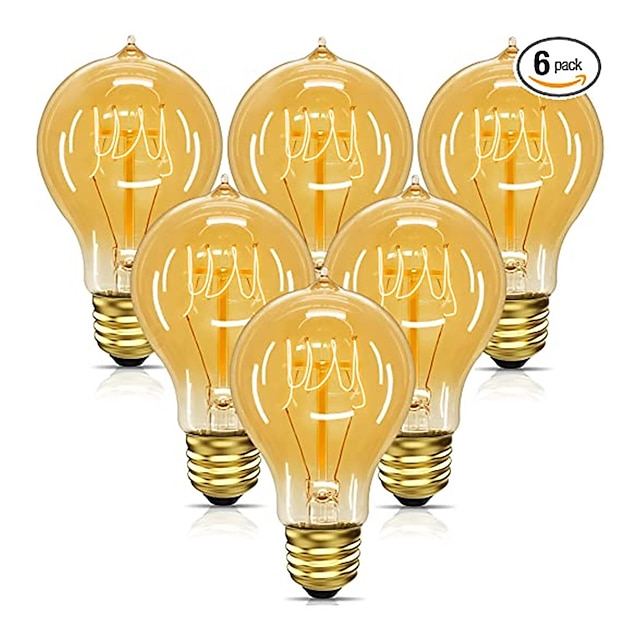  6PCS 1PC Dimmable Edison Bulb E27 220V 40W A19 Retro Ampoule Vintage Incandescent Bulb edison Lamp Filament Light Bulb Decor