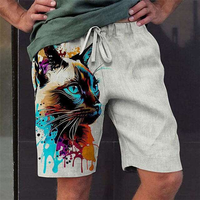 Men's Graphic Animal Cat Shorts Summer Shorts Beach Shorts Mid Waist Streetwear Hawaiian Designer Casual Daily Holiday Drawstring Elastic Waist 3D Print Designer Clothing Apparel4