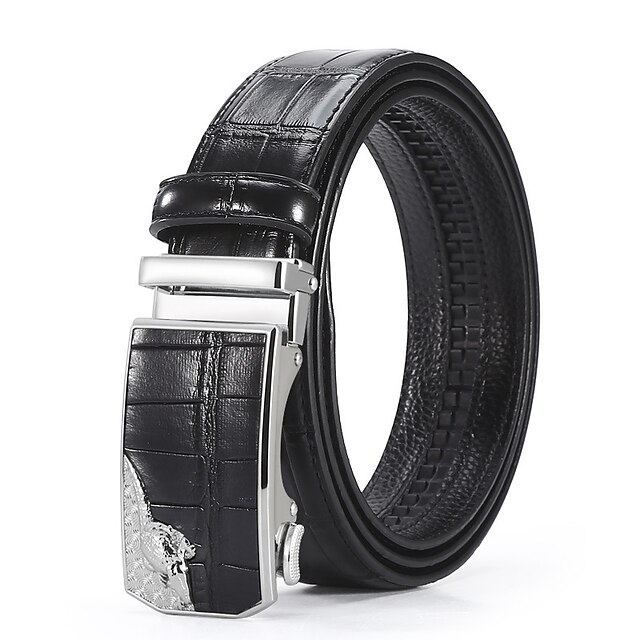 Men's Faux Leather Belt PU Belt Silver Black Alloy Plain Daily Wear ...