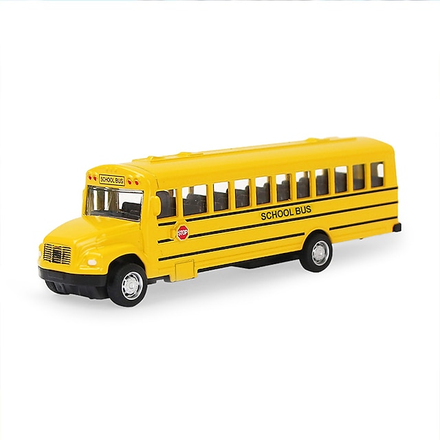  1/64 Diecast Alloy School Bus Kids Toy Car Inertia Vehicle Model Toys Pull Back Car Boy Toys Educational Toys for Children Gift