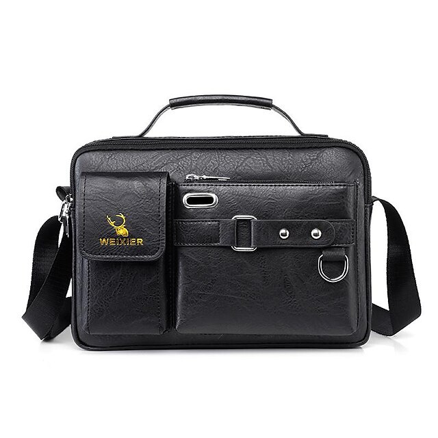 WEIXIER Mens Crossbody Bag Leather Messenger Bags Waterproof Shoulder ...