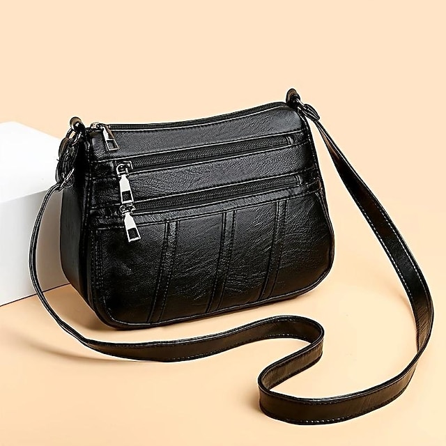  Women's Crossbody Bag Shoulder Bag Mobile Phone Bag PU Leather Shopping Daily Adjustable Large Capacity Lightweight Solid Color Black Brown