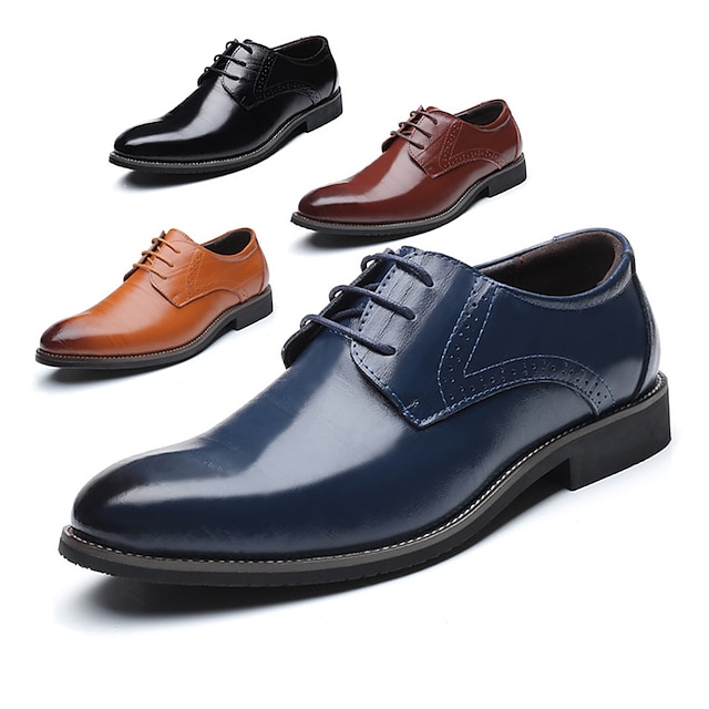  رجالي أوكسفورد احذية دربي أحذية رسمية البس حذائك الأعمال التجارية زفاف مناسب للبس اليومي الحفلات و المساء PU دانتيل أسود أزرق بني الخريف