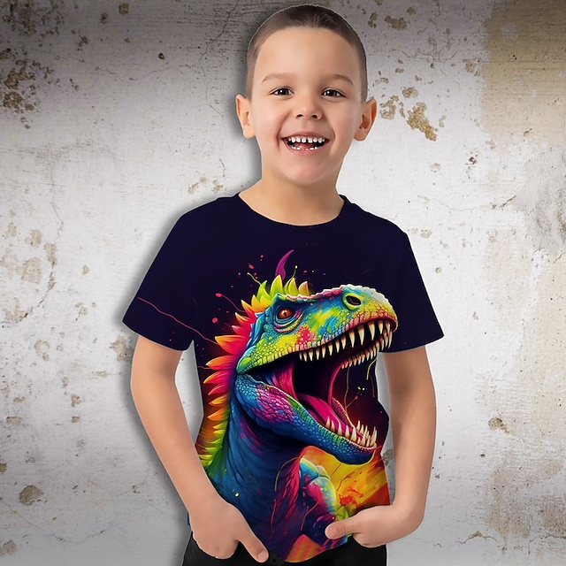  Dla chłopców 3D Graficzny Zwierzę Dinozaur Podkoszulek T-shirt Krótki rękaw Druk 3D Lato Wiosna Aktywny Sport Moda Poliester Dzieci 3-12 lat Na zewnątrz Codzienny Regularny
