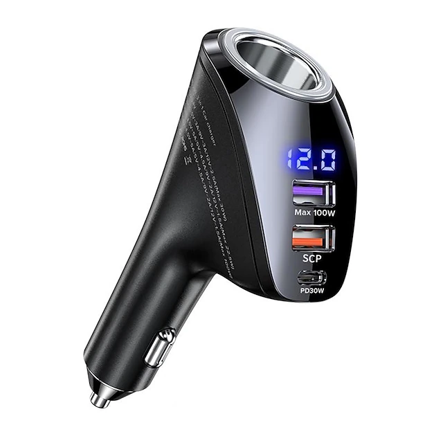150W Car Charger - USB Type C Super Fast Charging, PD 4.0 & Quick Charge 3.0, Cigarette Lighter Socket 13