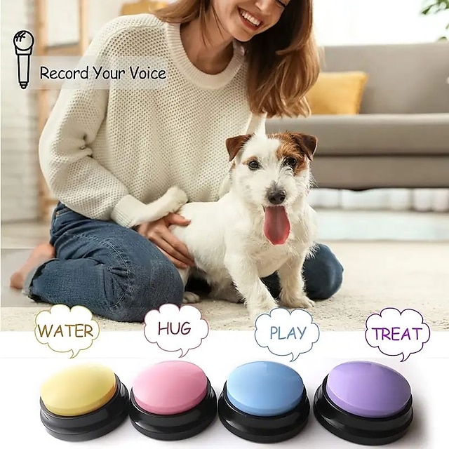  pulsante di comunicazione per animali domestici addestramento della casella vocale del cane giocattolo parlante registrazione altoparlante casella di compressione vocale