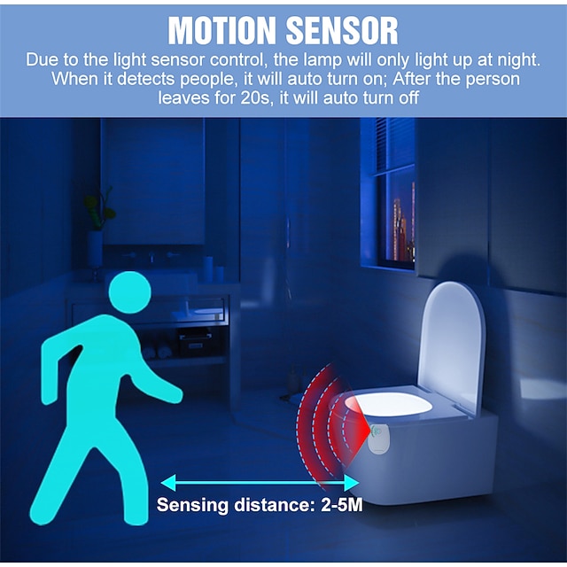 Smart PIR Motion Sensor Night Light Toilet Light Waterproof Toilet Seat