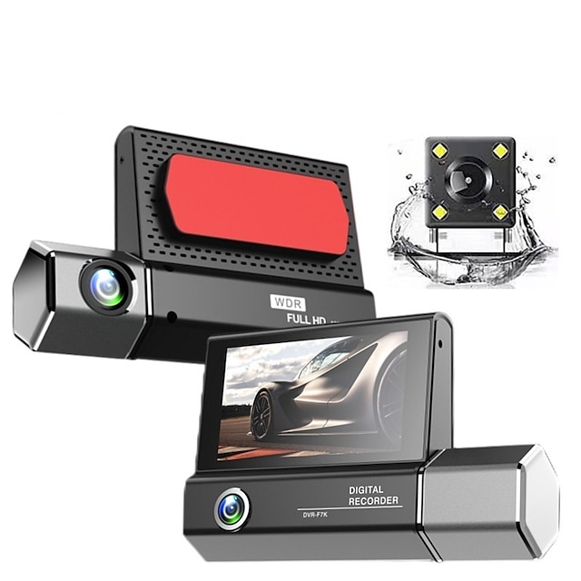  3-kanałowa kamera na deskę rozdzielczą do samochodu kamera wideo rejestrator kamera samochodowa dvr czarna skrzynka podwójny obiektyw dvr z tylną kamerą 24h monitory do parkowania