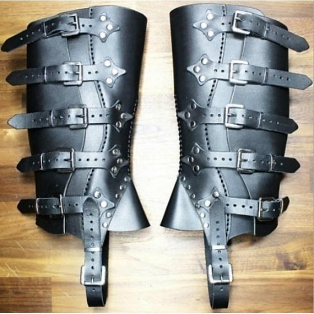  أغطية أحذية فايكنغ من القرون الوسطى ، زوج واحد من درع الفارس المحارب ، إكسسوارات واقيات الساق المقاومة للماء ، زي لارب من جلد البولي يوريثان