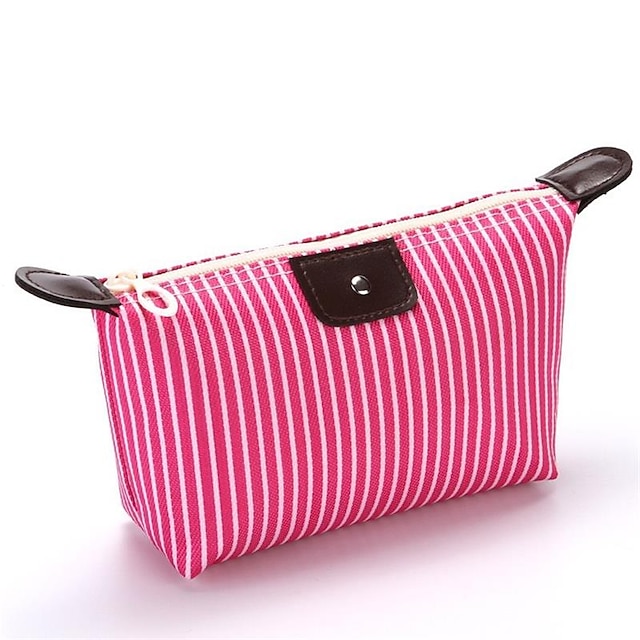  Damen Handtasche Kosmetiktasche Kosmetiktasche Hobo Tasche Nylon Party Büro Reise Reißverschluss Großes Fassungsvermögen Wasserdicht Leicht Gestreift Schwarz / weiss Melonen-Rot Schwarz