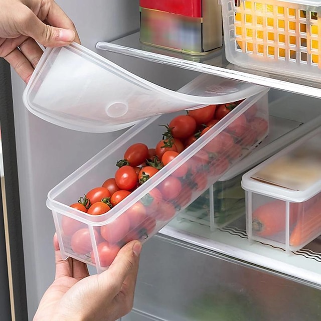  Noodle Storage Box Rectangular Plastic Refrigerator Food Preservation Box With Cover Kitchen Miscellaneous Food Noodle Sealing Box