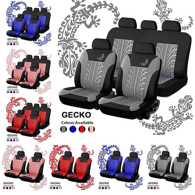  Starfire 4/9 stks auto stoelhoezen set universele fit meeste auto's covers gekko-patroon styling autostoel beschermer vier seizoenen