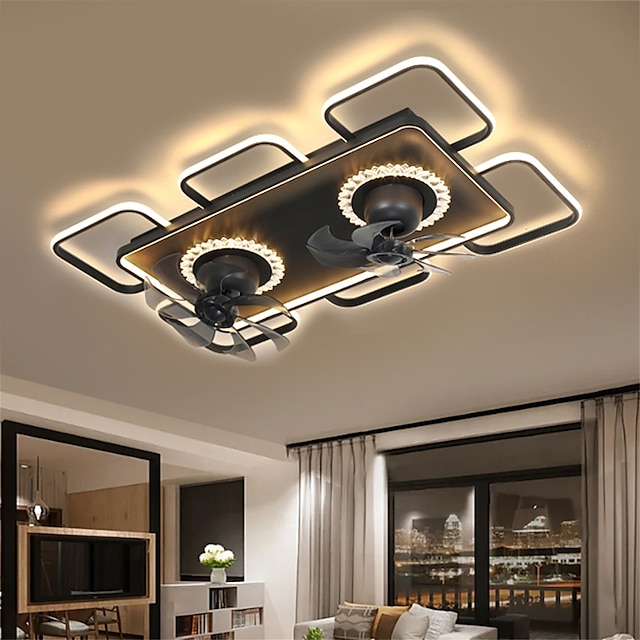  Ceiling Fan with Light App & Remote Control 101cm Dimmable 6 Wind Speeds Sputnik Design Projection Modern Ceiling Fan for Bedroom, Living Room, Small Room 110-240V