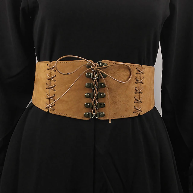 Women's Corset Belt PU Leather Steel Buckle Bow Decor Rivet Decor Vintage Retro Work Daily Black White Wine Brown 6