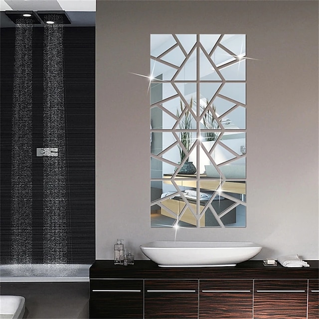  30 * 30 cm * 4 buc. Autocolante cu oglindă de perete cu geometrie 3d, autocolante acrilice autoadezive pentru fundal TV, artă pentru living, decor modern pentru casă