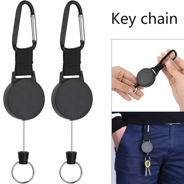  Retractable Stainless Steel Keyring Pull Ring Key Chain Recoil Anti Lost Ski Pass ID Card Holder Key Ring
