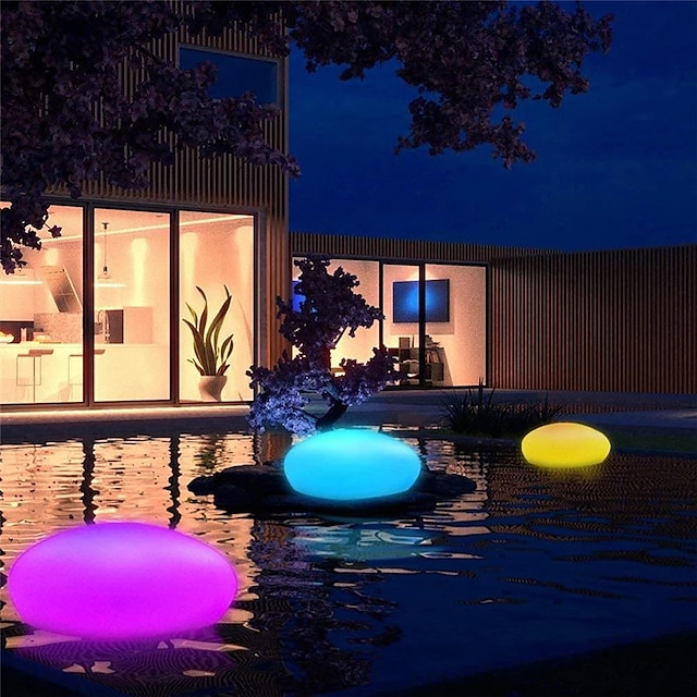  lumini solare de grădină strălucitoare în aer liber lampă în formă de pietruită decor grădină lumină rgb impermeabil peisaj lumini de noapte pentru gazon calea de nuntă
