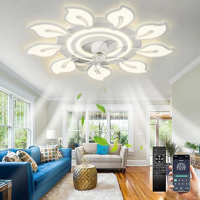 LED Ceiling Fans Dimmable with Remote Contral Flower Design 20