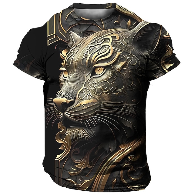  男性用 Tシャツ グラフィック 動物 クルーネック 衣類 3Dプリント アウトドア 日常 半袖 プリント ヴィンテージ ファッション デザイナー