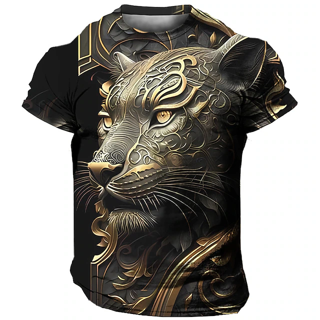 Men's Graphic Animal T Shirt Short Sleeve T shirt 3D Print Crew Neck Shirt Vintage Fashion Designer Outdoor Daily Sports Silver Yellow Light Green Spring & Summer Clothing Apparel S M L XL 2XL 3XL 12