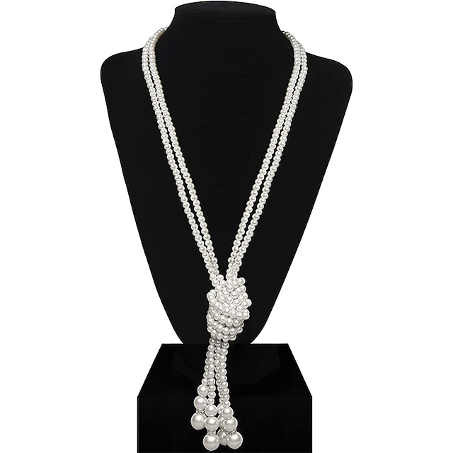  colar de pérolas falsas colares longos de pérolas acessórios dos anos 1920 para mulheres ruidosas festa vintage melindrosa dos anos 20
