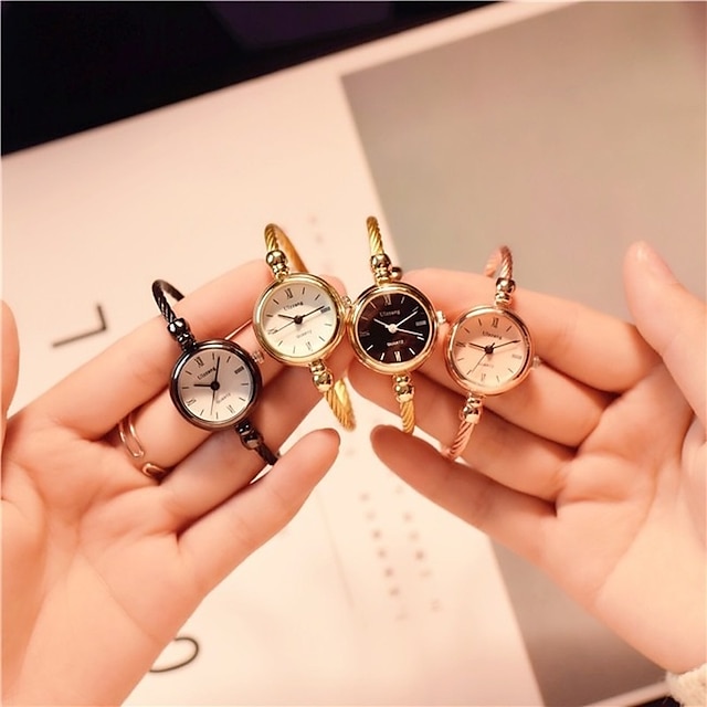 Fashion Gold Bangle Bracelet Watches for Women Luxury Stainless Steel Retro Ladies Quartz Wristwatches Fashion Casual Women Dress Clock