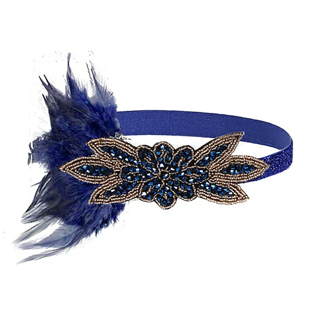 1920s Flapper Feather Headband 20s Sequined Showgirl Headpiece Gatsby Hair Accessories for Women 13