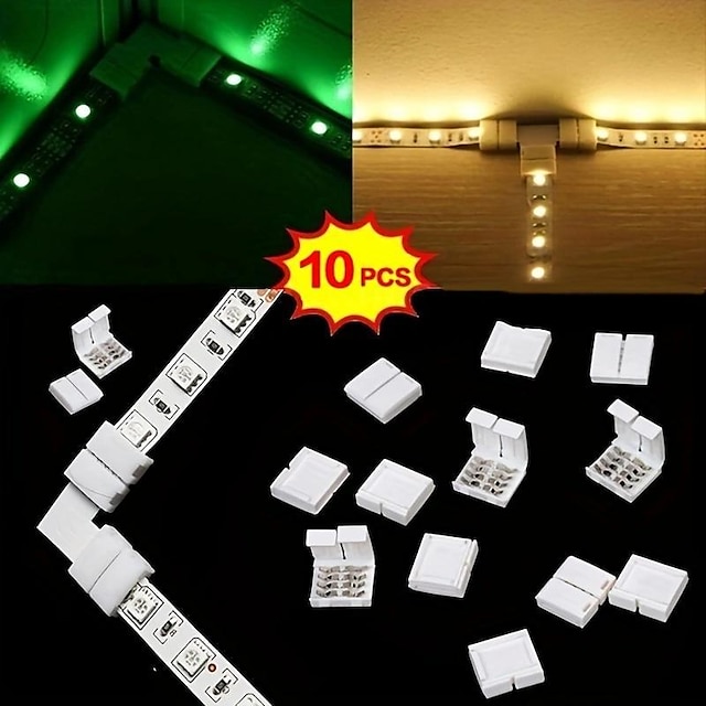  10pcs RGB 5050 Led Bare Plate Light Strip Welding Free Snap On Connector Light Strip Wireless Butt Joint 10mm