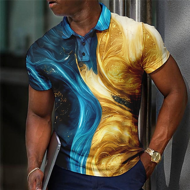  Pánské Grafika Polokošile Golfová košile Krátký rukáv Polo tričko Košile s límečkem Na běžné nošení Oblečení na dovolenou Rave Wear Párty oblečení Knoflíky 3D tisk modrá-zelená Fialová Vodní modrá