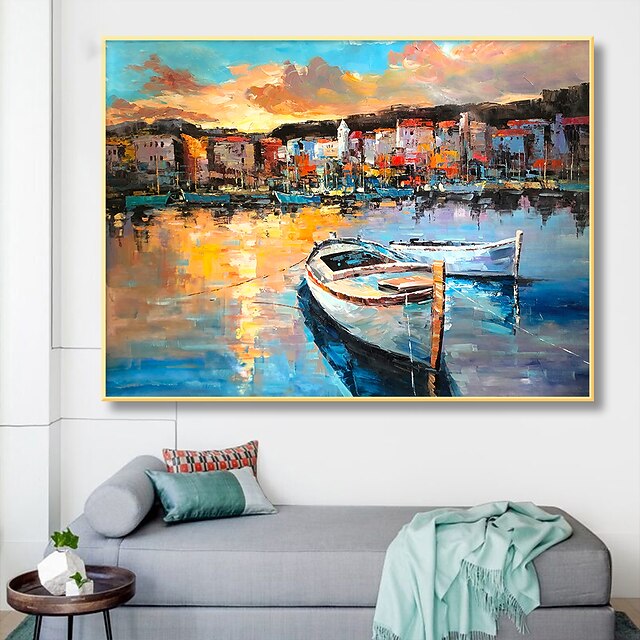 Handmade Oil Painting Canvas Wall Art Decoration Abstract View of the Fishing Song Town Landscape for Home Decor Rolled Frameless Unstretched Painting 8