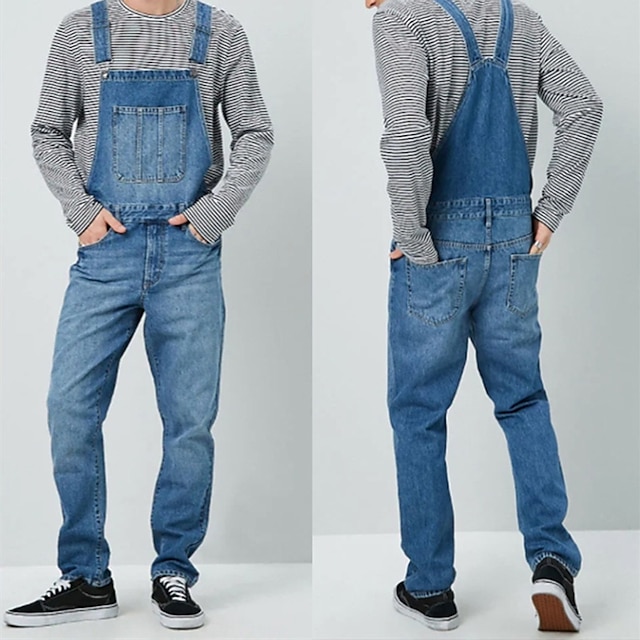 Men's Jeans Trousers Overalls Denim Pants Pocket Plain Comfort ...