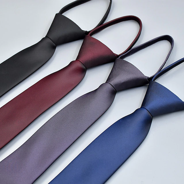 Men's Neckties Zip Tie Men Ties Zipper Tie Skinny Tie Pretied Bow Plain Wedding Birthday Party 7