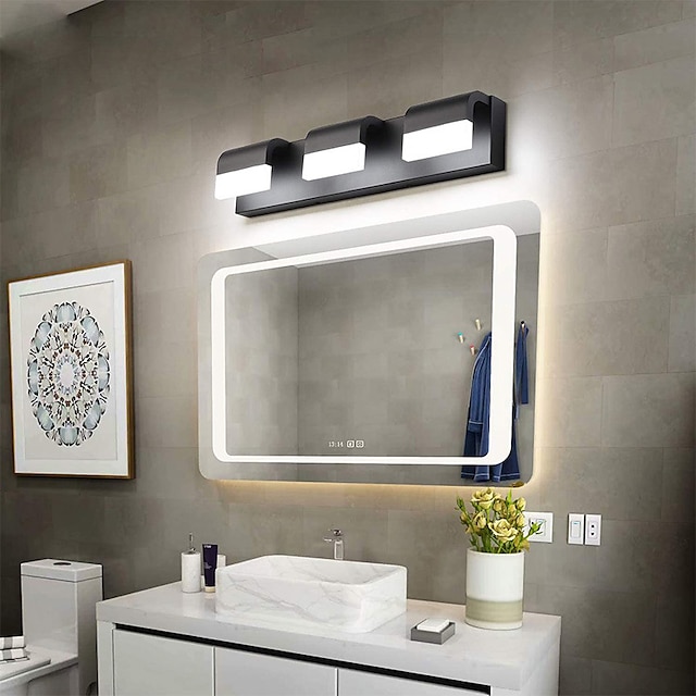  led spejl frontlampe vaskeskabslys 3/4/5 hoved væglampe til moderne enkelt soveværelse badeværelse akryl ip20 sort hvid