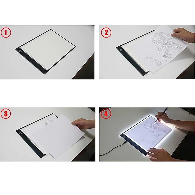 A4 LED Light Pad, Tracing Light Table with Scale Art, Light Table with ...