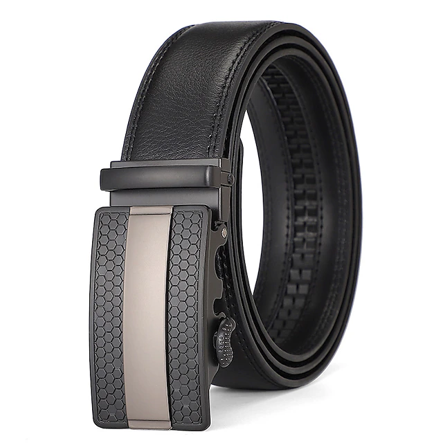 Men's Dress Belt Leather Belt Ratchet Belt Black Brown Cowhide Alloy Fashion Plain Daily Wear Going out Weekend 11