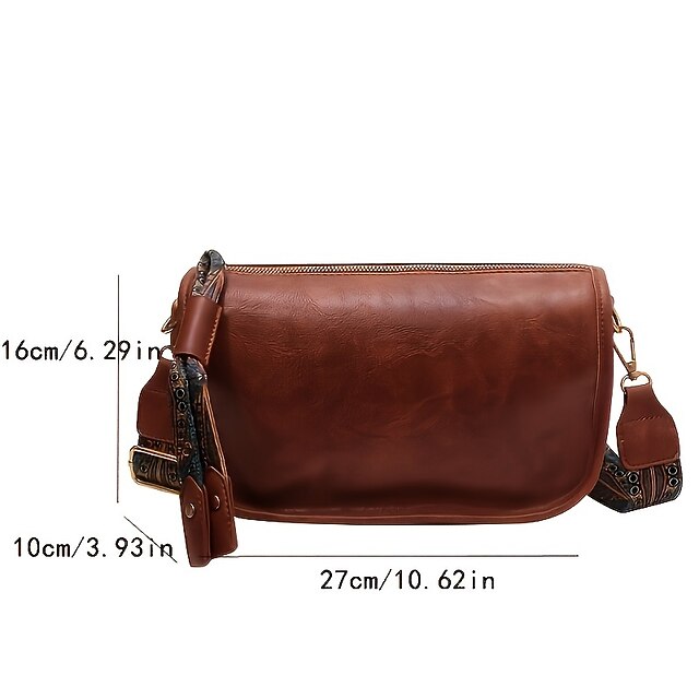 MakeMeChic Women's PU Leather Shoulder Bag - Vintage Single Strap Zipper Tote Handbag, Medium Size