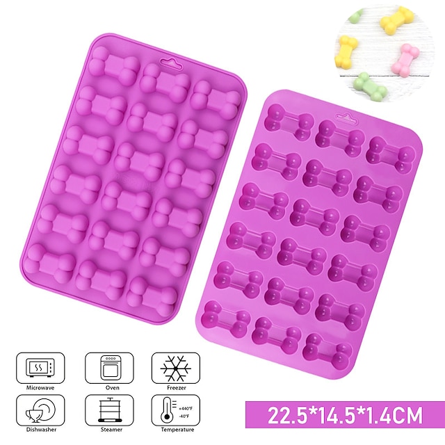  18 Cavities Silicone Dog Paw Bone Mold, Chocolate Molds, Reusable Non Stick Molds, For Cakes, Candies, Jelly, Ice Cubes, Pet Treat Toys