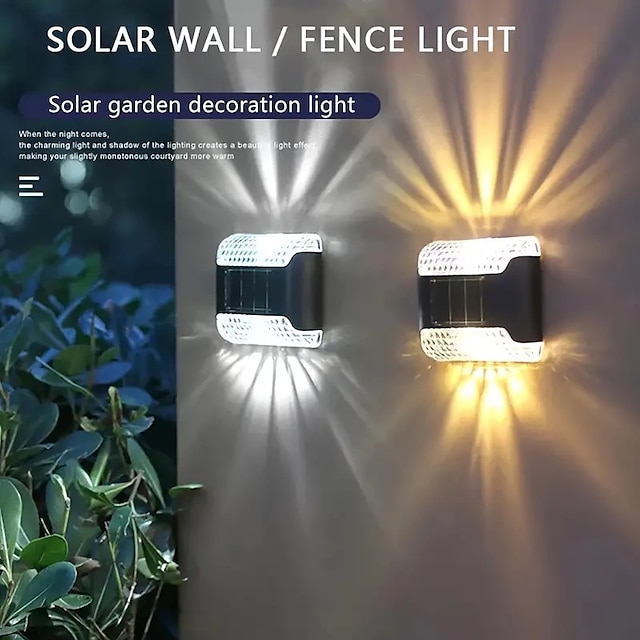  Solar Up and Down Wall Lights Outdoor Waterproof LED Step Light Solar Fence Lights for Outdoor Yard Garden Lawn Patio Courtyard Fences Driveway Pathway Decoration 1pc