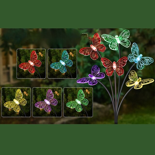 Solar Butterfly Lights Outdoor 6LED Decorative Solar Lawn Lamp