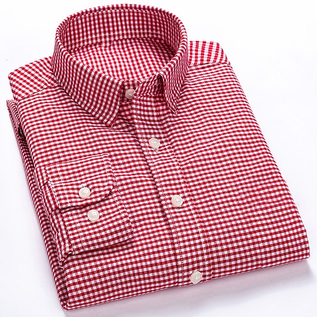 Men's Dress Shirt Button Up Shirt Collared Shirt Wine Navy blue+white ...