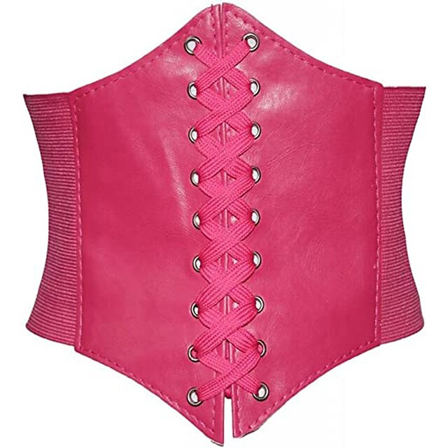 Womens Faux Leather Steampunk Sexy Underbust Corset Belt Bustier Retro