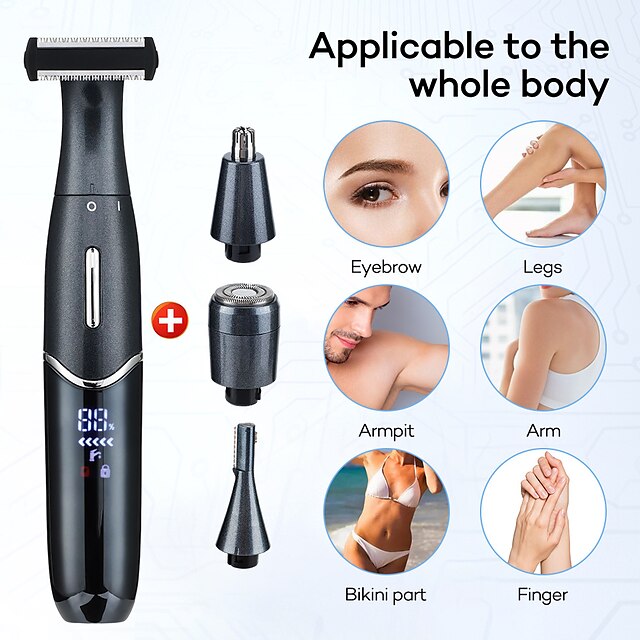  4 in 1 Travel Essentials Shaver Set Portable Changeable Electric Shaver Wet Dry Eyebrow Razor Bikini Trimmer for Women