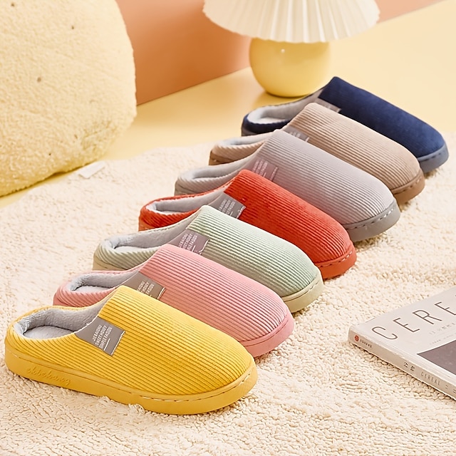  Women‘S Thick Bottom Home Slippers Household Plush Slippers Anti-Slip Thermal Slippers Back To School College Student