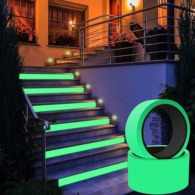  1 rolă de bandă luminoasă de 3 m bandă auto-adezivă, viziune de noapte, strălucire în întuneric, avertisment de siguranță, benzi pentru decorarea casei.