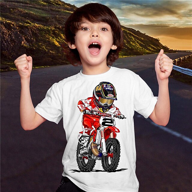  Boys T shirt Short Sleeve T shirt Graphic Active Sports Fashion 3D Print Outdoor Casual Daily 100% Cotton Crewneck Kids 3-12 Years 3D Printed Graphic Regular Fit Shirt