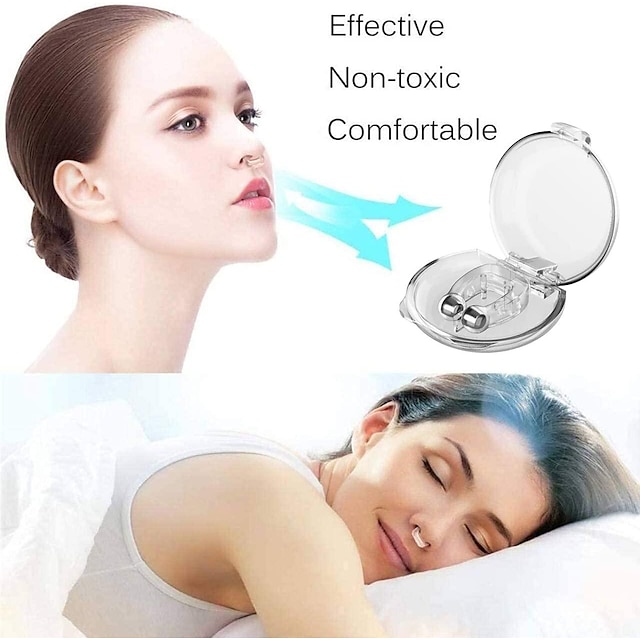  Dispositivos antirronquidos Pinza nasal antirronquidos magnética de silicona, ayuda a dejar de roncar, sueño más tranquilo y reparador